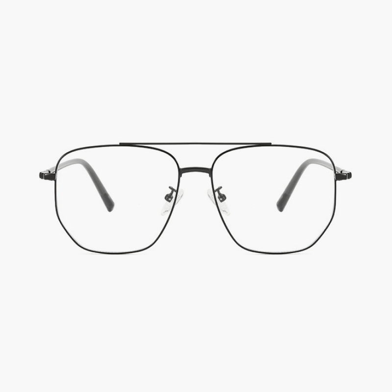 Aviator-style eyeglasses on a white background