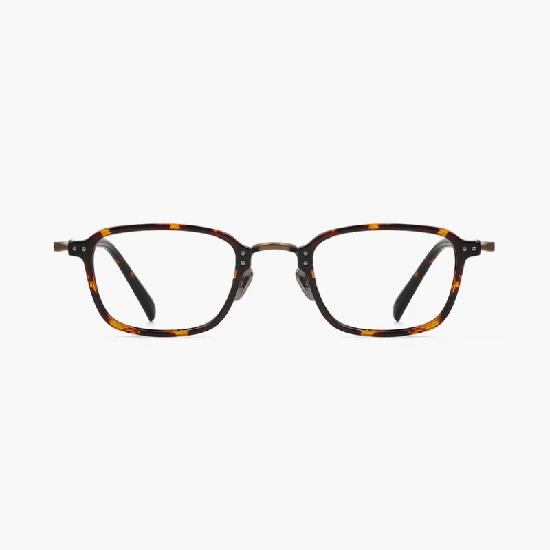 Tortoiseshell eyeglasses on a white background