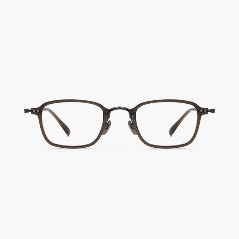 Brown eyeglasses on a white background