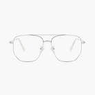 Silver eyeglasses on a white background