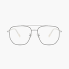 Aviator-style eyeglasses on a white background