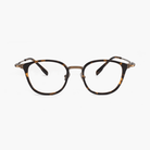 Eyeglasses with a tortoiseshell frame on a white background