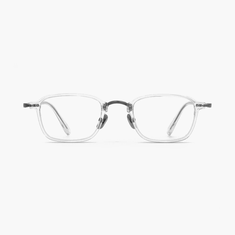 Clear eyeglasses on a white background
