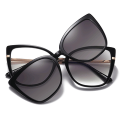Leona  Cateye Full frame TR90 Clip on Sunglasses - Famool